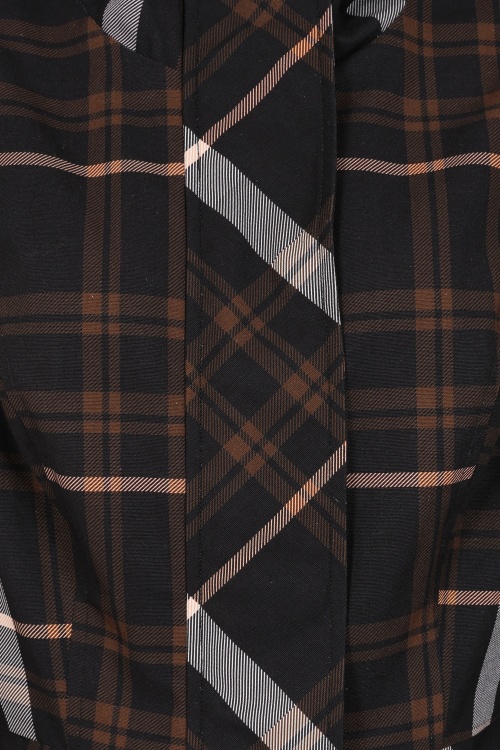 Hearts & Roses - Rowan Check swing regenjas in zwart en bruin 3