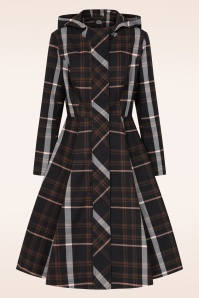 Hearts & Roses - Rowan Check swing regenjas in zwart en bruin