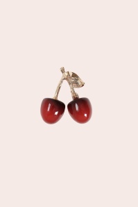 Banned Retro - Cherry Kiss Brooch in Gold 3
