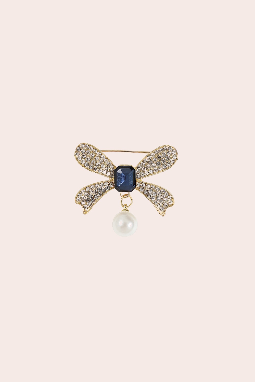 Banned Retro - Blue Belle Bow Brooch in Gold