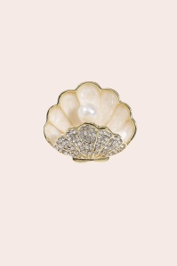 Banned Retro - Oyster Pearl Brooch in Gold