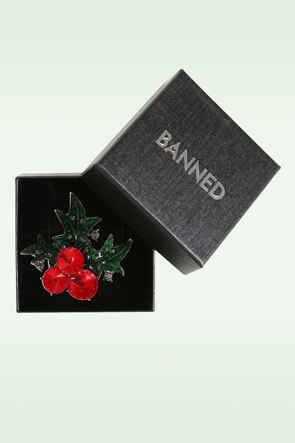 Banned Retro - Broche Noelle Holly Berry en rouge et vert 2