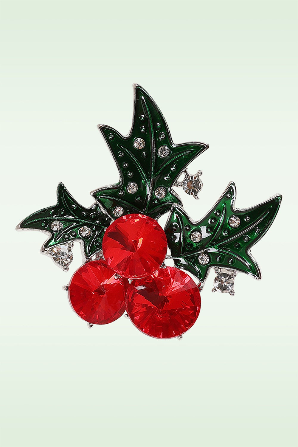 Banned Retro - Broche Noelle Holly Berry en rouge et vert