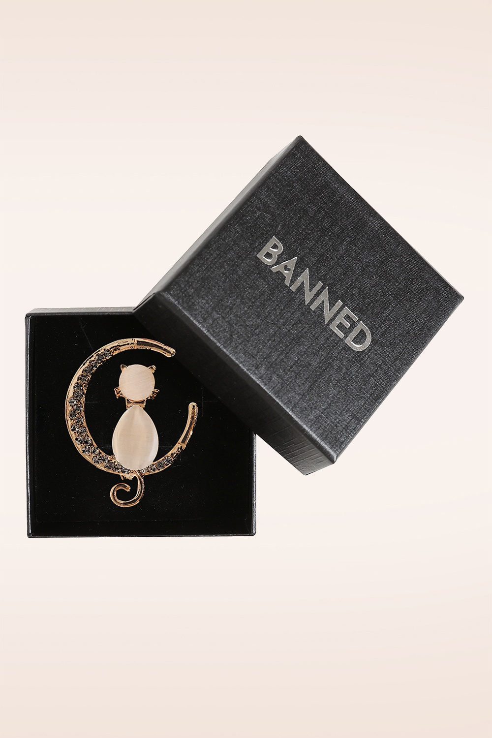 Banned Retro - Broche Selene Cat Moon en doré 2
