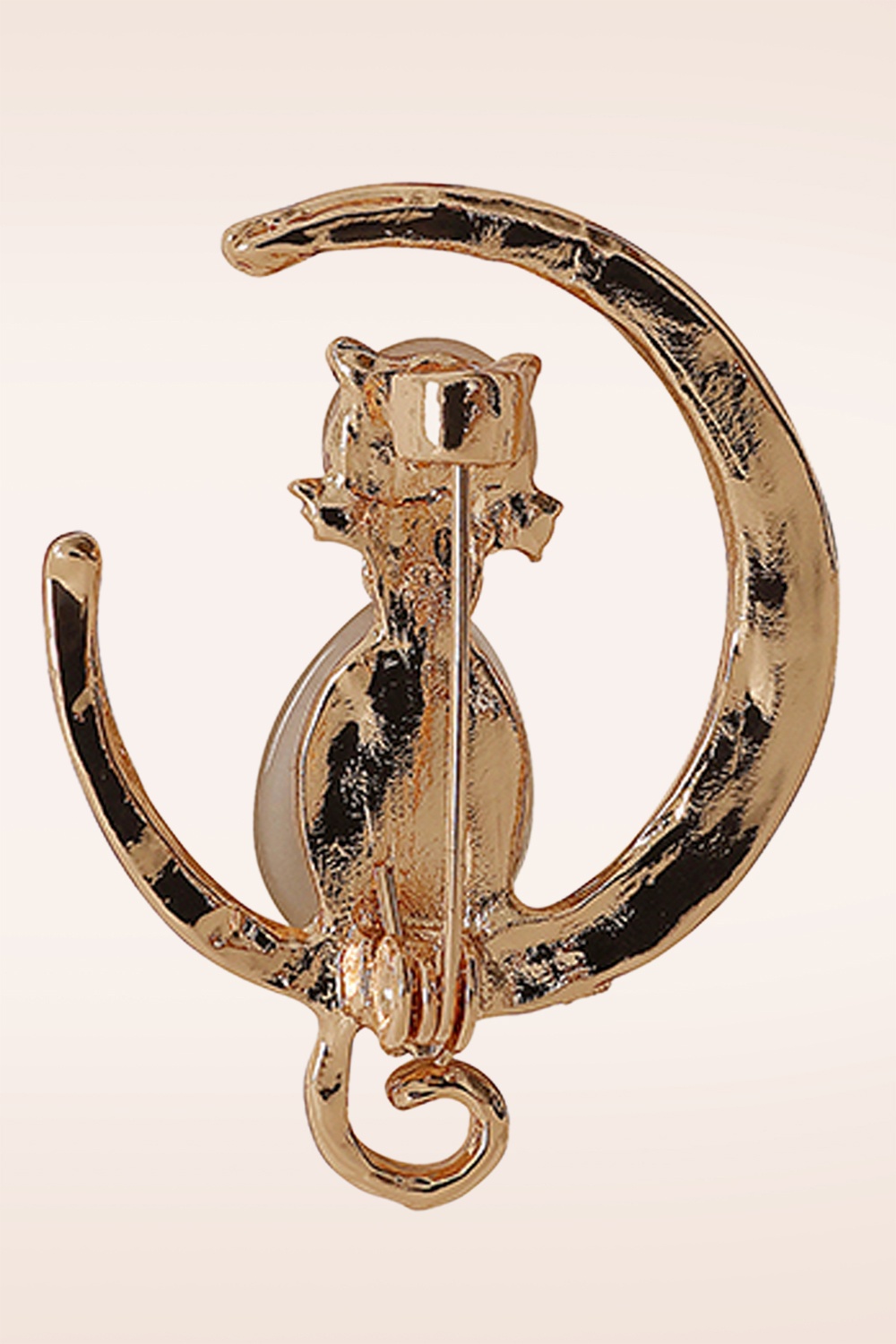 Banned Retro - Broche Selene Cat Moon en doré 3