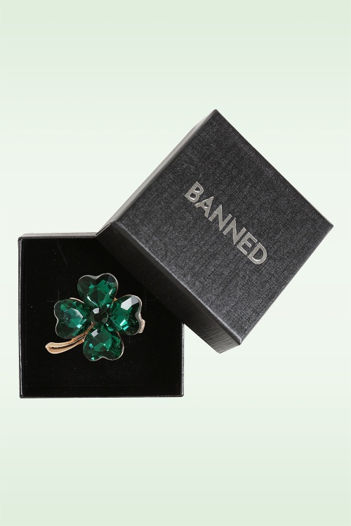 Banned Retro - Broche Lucky Clover en vert 2