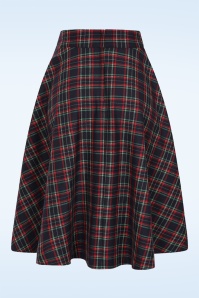 Banned Retro - Book Club Tartan Swing Skirt in Navy 5