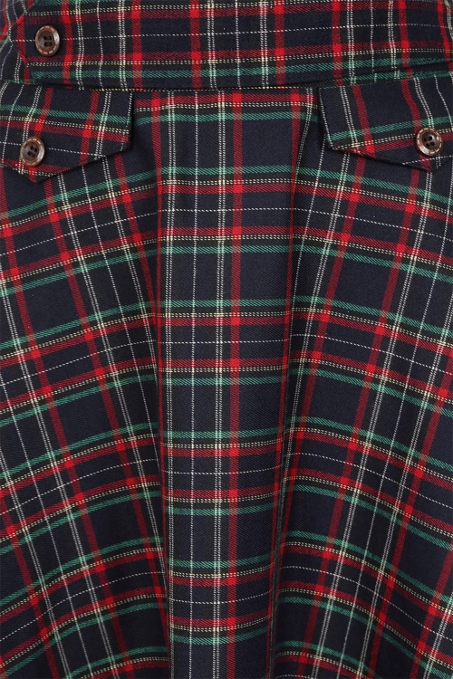 Banned Retro - Book Club Tartan Swing Skirt in Navy 4