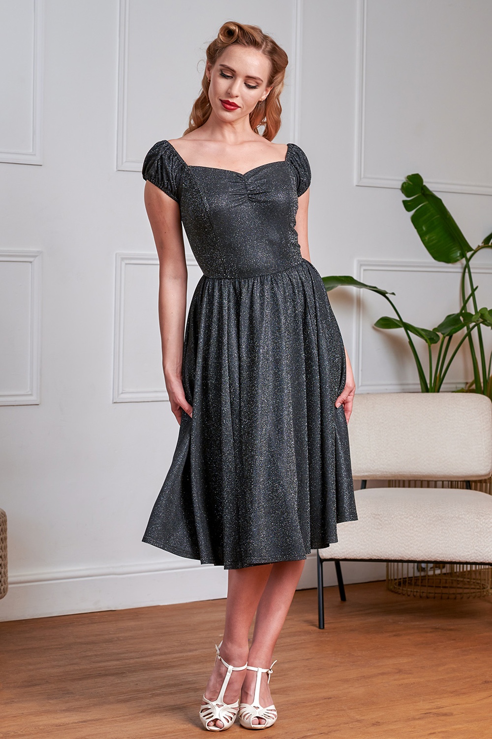 Banned Retro - Marilyn Sparkle jurk in zwart