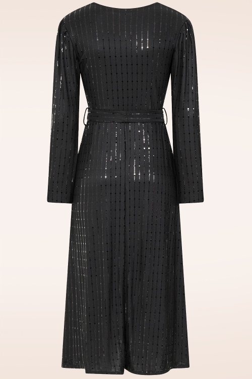 Vintage Chic for Topvintage - Topvintage exclusive ~ Taylor Sequin cross over swing jurk in zwart 3