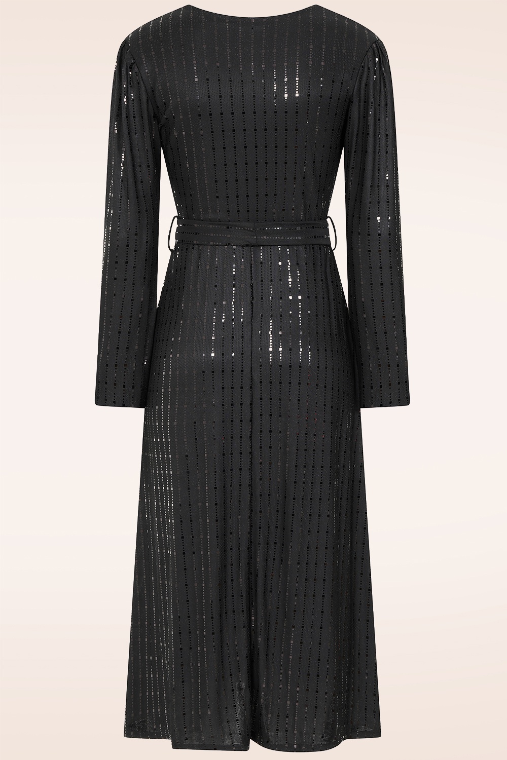 Vintage Chic for Topvintage - Topvintage exclusive ~ Taylor Sequin cross over swing jurk in zwart 3