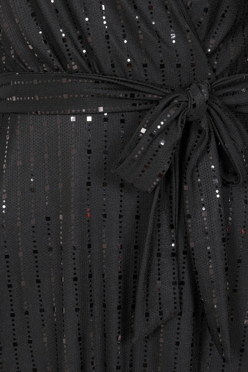 Vintage Chic for Topvintage - Topvintage exclusive ~ Taylor Sequin cross over swing jurk in zwart 2