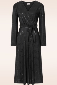 Vintage Chic for Topvintage - Topvintage exclusive ~ Taylor Sequin cross over swing jurk in zwart
