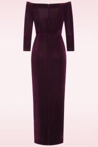 Banned Retro - Amalia fluwelen maxi jurk in bordeauxrood 4