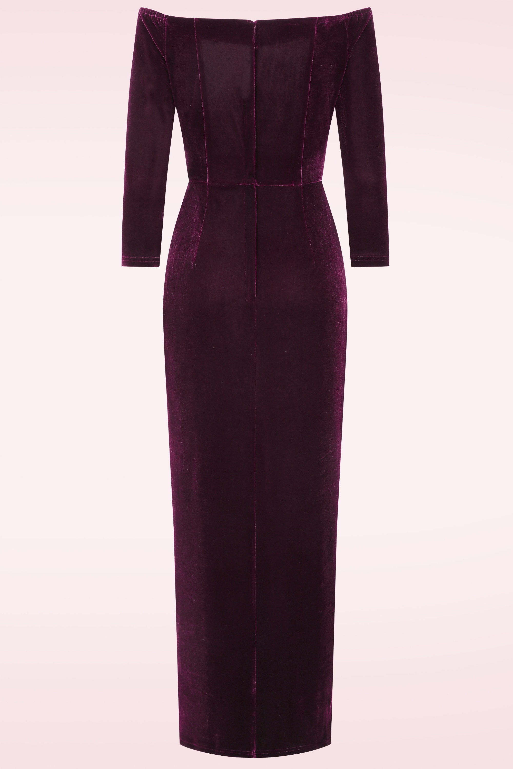 Banned Retro - Amalia fluwelen maxi jurk in bordeauxrood 4