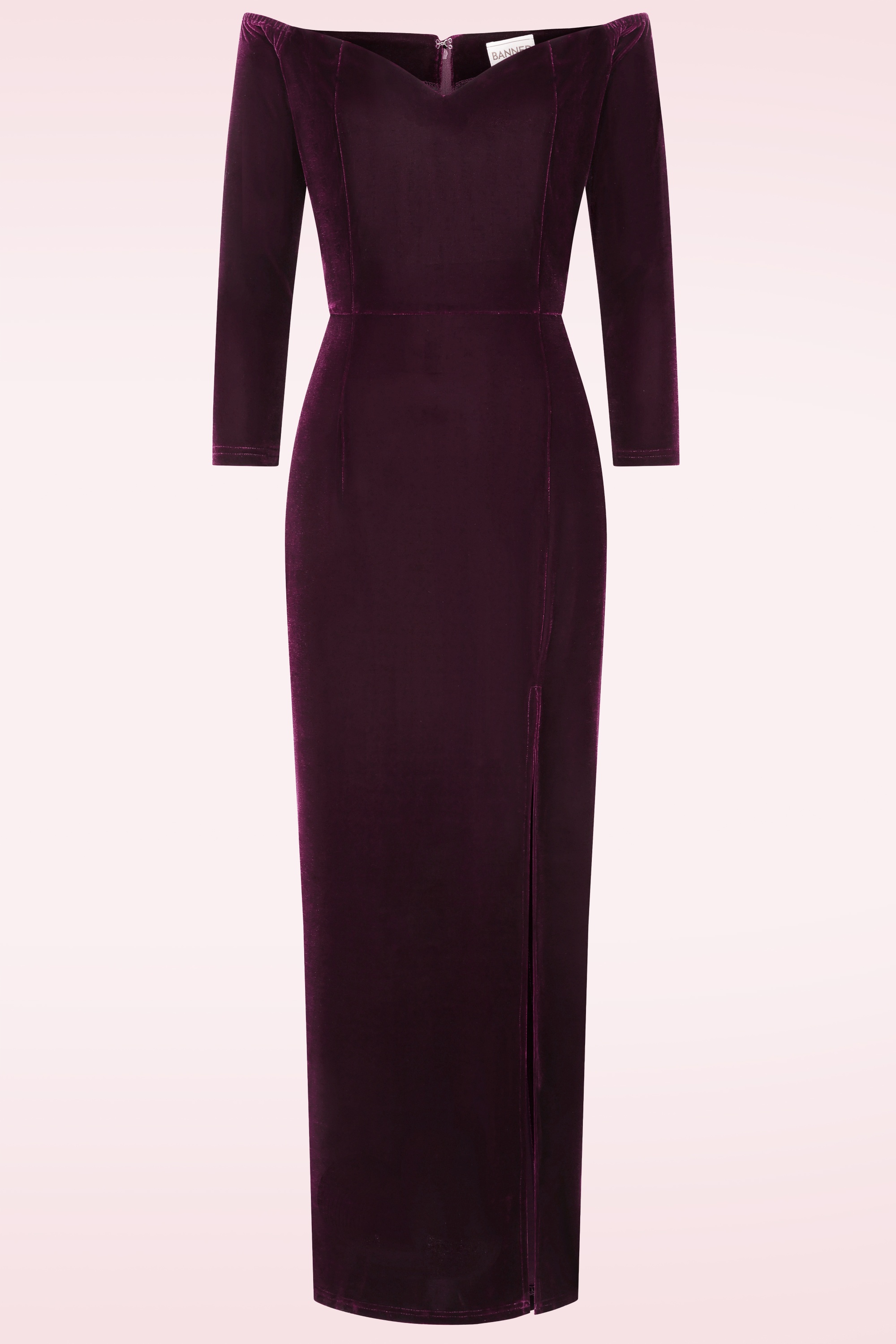 Banned Retro - Amalia fluwelen maxi jurk in bordeauxrood 2