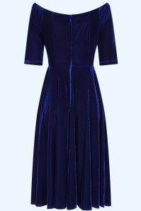 Banned Retro - Robe swing Amalia en bleu roi 2