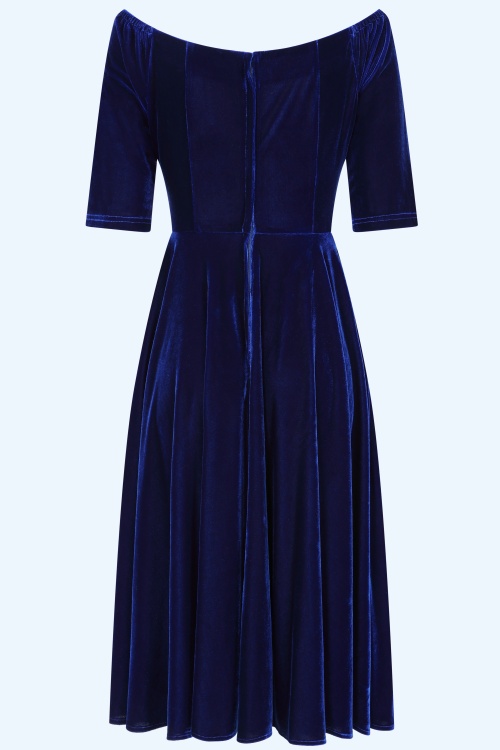 Banned Retro - Robe swing Amalia en bleu roi 2