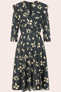 Banned Retro - Robe swing en coton Evelyn Moon vert pin foncé 