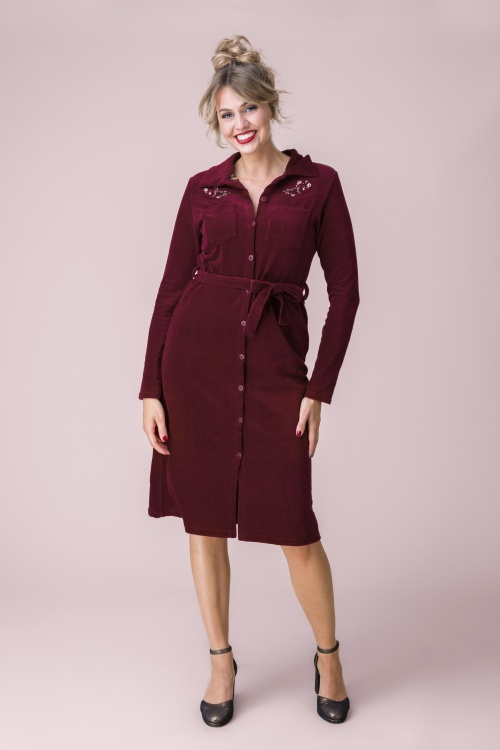 Blutsgeschwister - These Boots are Made For corduroy blouse jurk in Bussi Baby Red