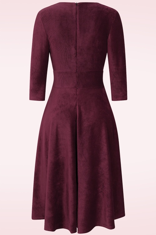 Vintage Chic for Topvintage - Exclusivité Topvintage ~ Robe swing en velours côtelé Nina en bordeaux 2