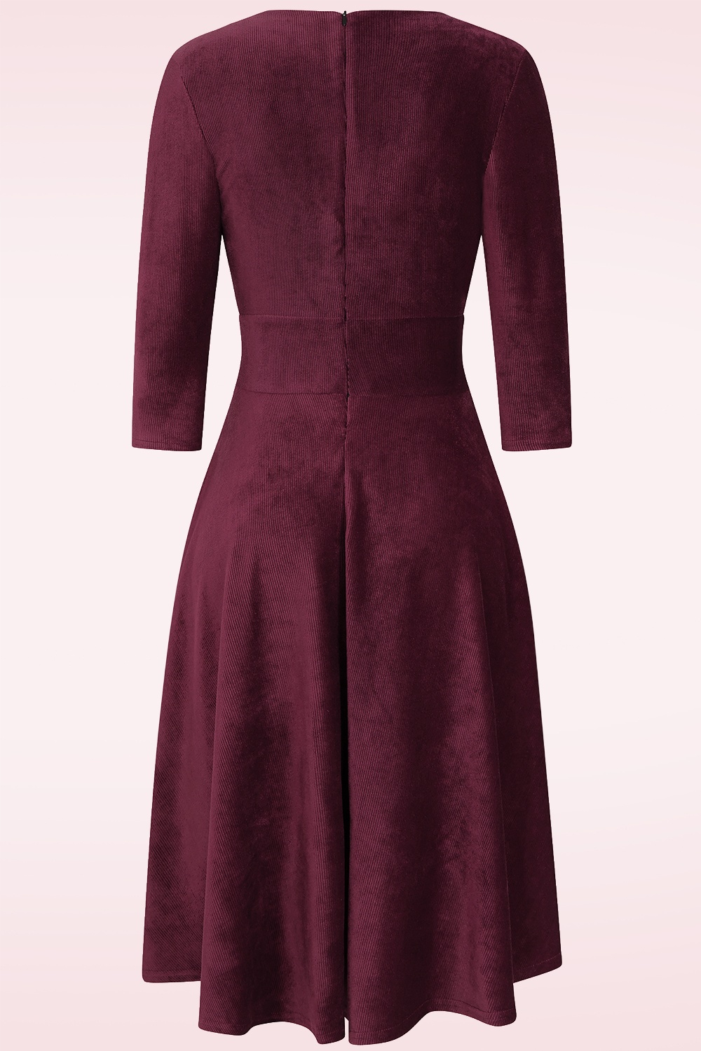 Vintage Chic for Topvintage - Exclusivité Topvintage ~ Robe swing en velours côtelé Nina en bordeaux 2