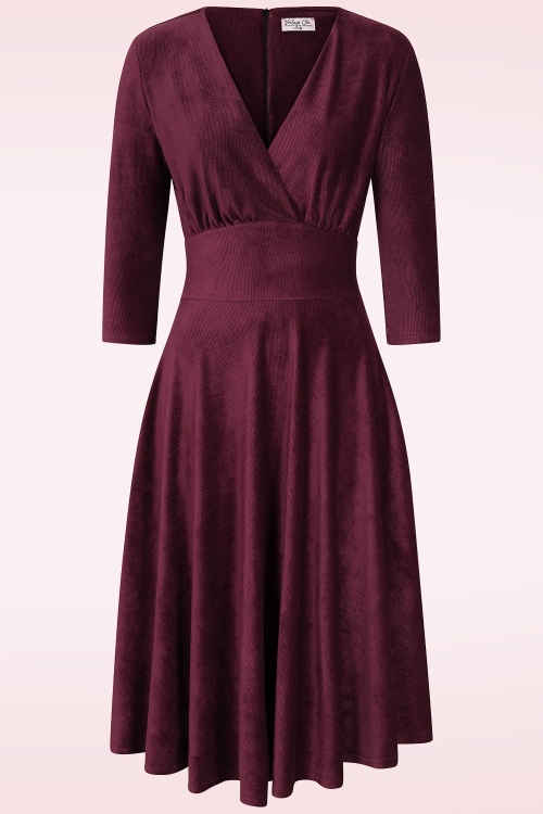Vintage Chic for Topvintage - Exclusivité Topvintage ~ Robe swing en velours côtelé Nina en bordeaux