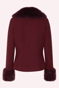 Banned Retro - Rea Faux Fur korte jas in bordeauxrood 5