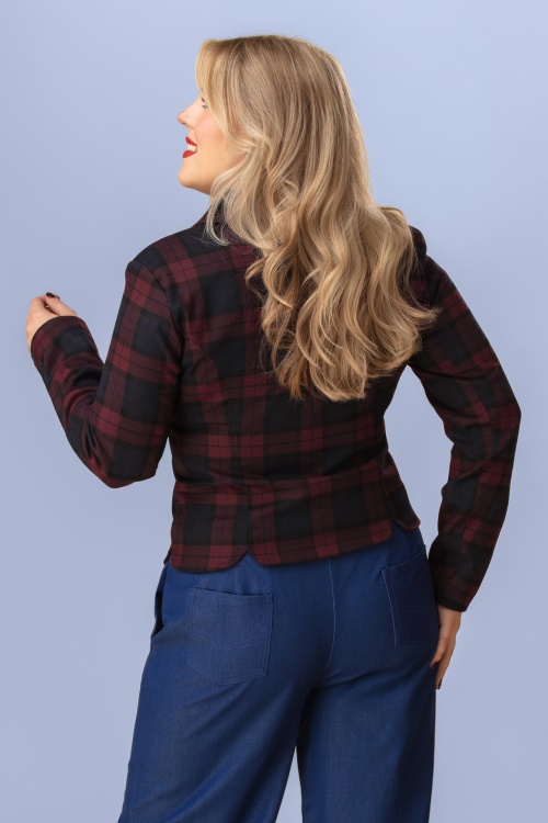 Hearts & Roses - Exclusivité Topvintage ~ Blazer à carreaux Miss McKenzie en bleu foncé et bordeaux 2