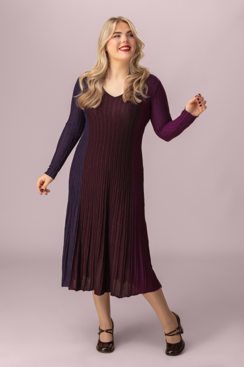 Surkana - Robe midaxi à paillettes Picoc Colour Block en bordeaux