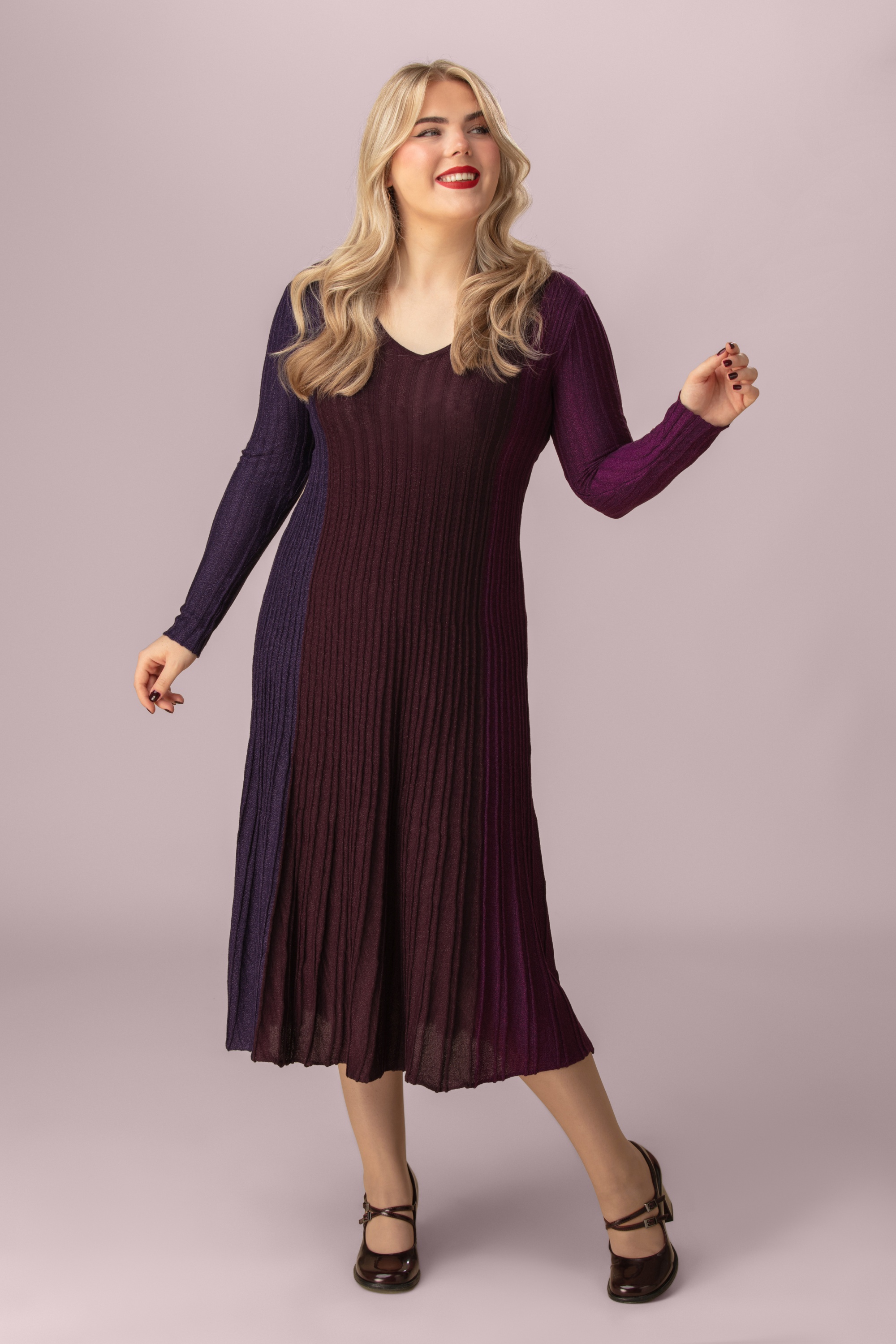 Surkana - Robe midaxi à paillettes Picoc Colour Block en bordeaux