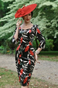 Hearts & Roses - Robe moulante en velours à fleurs Ada en vert foncé