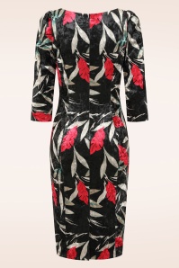 Hearts & Roses - Robe moulante en velours à fleurs Ada en vert foncé 6