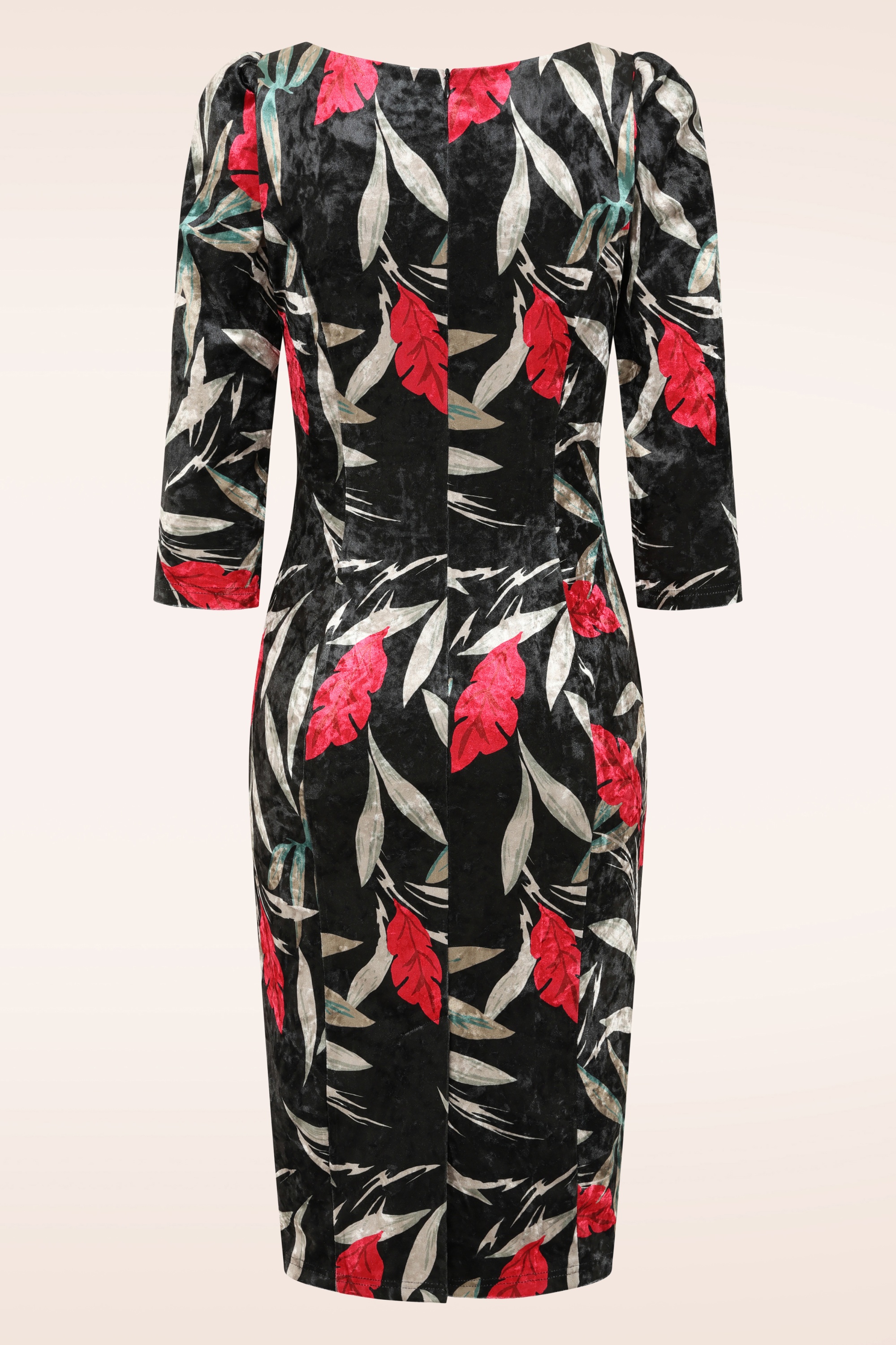 Hearts & Roses - Robe moulante en velours à fleurs Ada en vert foncé 6