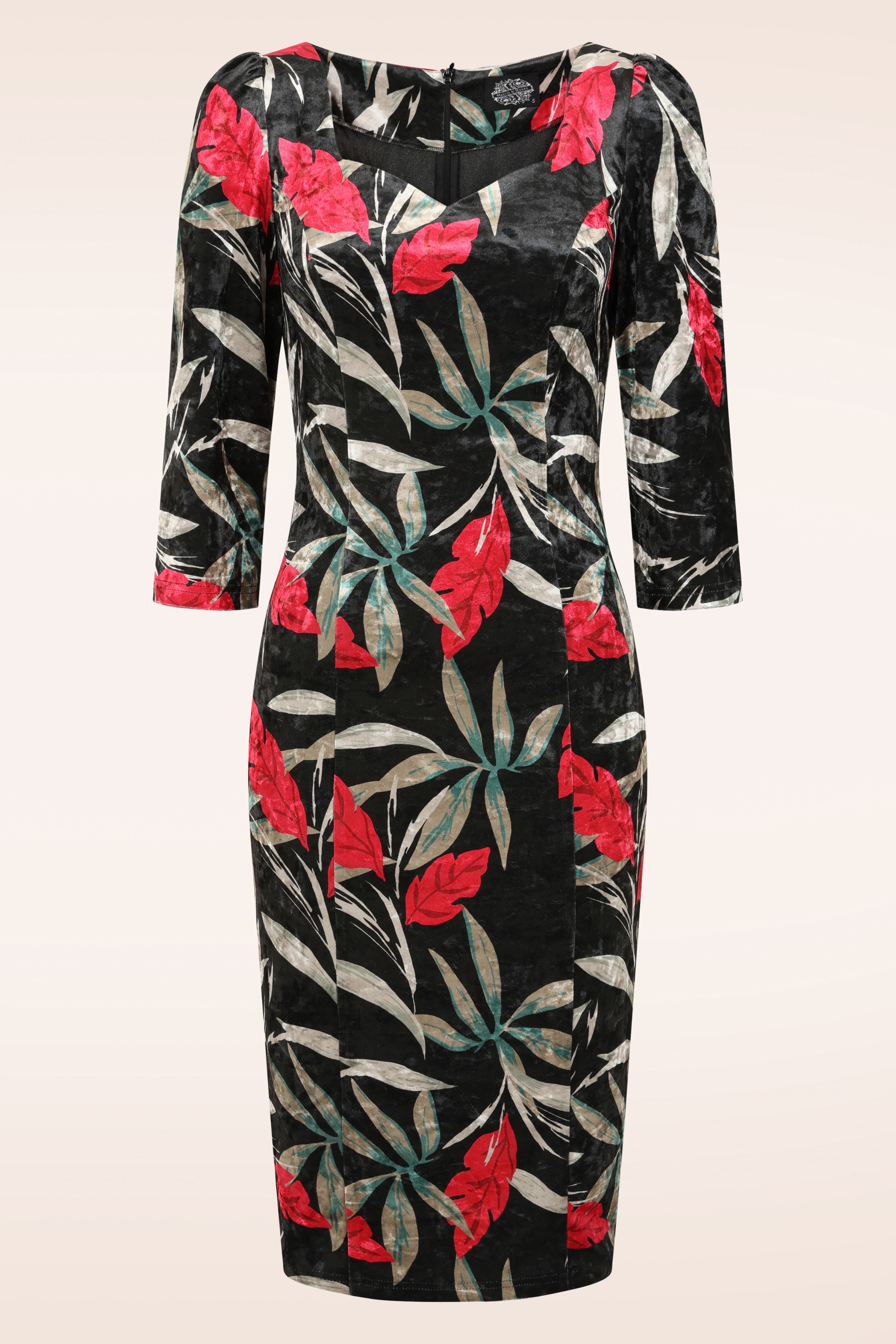 Hearts & Roses - Robe moulante en velours à fleurs Ada en vert foncé 4