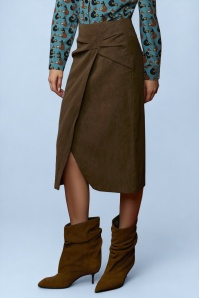 Minueto - Anchor imitatieleren rok in bruin