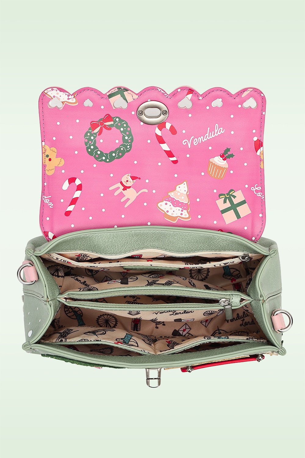 Vendula - Sugarloaf Bakery Mini Grace Bag in Green and Pink 5