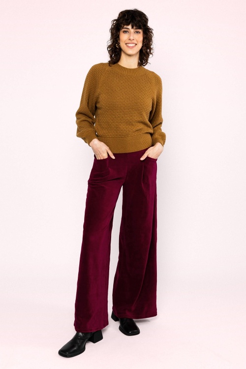 Blutsgeschwister - Soft and Fitted Cordhose mit hoher Taille in Bussi Baby Red