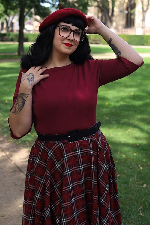 Banned Retro - 50s Addicted Sweater in Burgundy 2