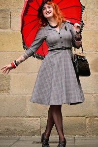 Vintage Chic for Topvintage - Exclusivité Topvintage ~ Robe à carreaux Arinde en noir et blanc 2