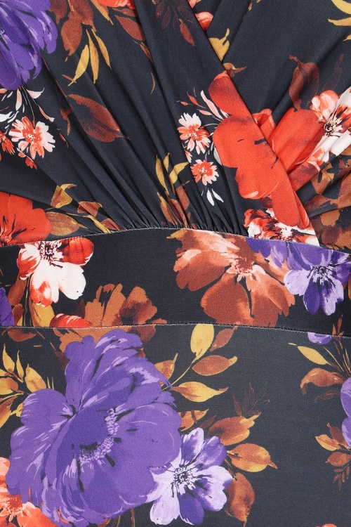 Vintage Chic for Topvintage - Ariana Floral jurk in zwart en multi ~ Topvintage exclusive  2