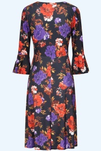 Vintage Chic for Topvintage - Ariana Floral jurk in zwart en multi ~ Topvintage exclusive  3