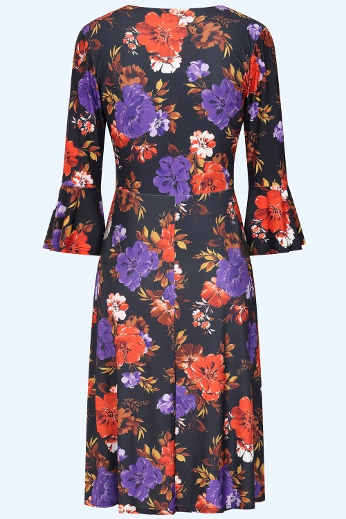 Vintage Chic for Topvintage - Ariana Floral jurk in zwart en multi ~ Topvintage exclusive  3