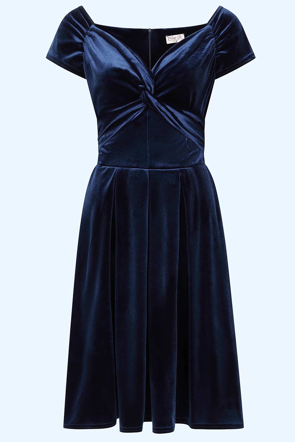 Vintage Chic for Topvintage - Exklusiv bei Topvintage ~ Jenny Samt-Swingkleid in Dunkelblau
