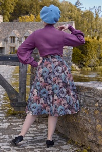 Miss Candyfloss - Emberly Azure Floral Swing Skirt in Blue and Purple 3