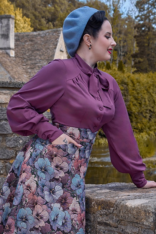Miss Candyfloss - Kalia Violette blouse in donkerpaars 2