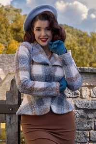 Miss Candyfloss - Edrise Lou bouclé blazer in grijs tartan