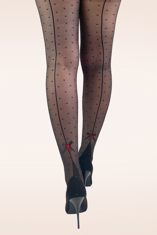Pamela Mann - Premium Dotty Seamed Tights in Black 3