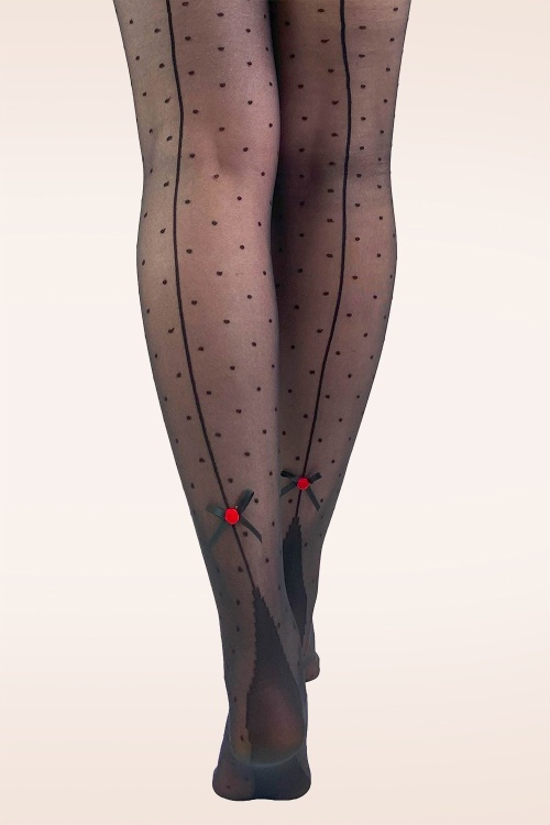 Pamela Mann - Premium Dotty Seamed Tights in Black