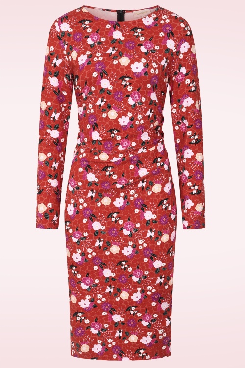 MiraLune - Lucy Floral jurk in koraal ~ Topvintage exclusive